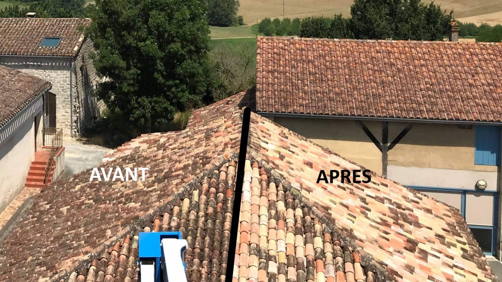 Toiture avant et après rénovation.